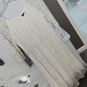 Dressystar Women's Homecoming Bridesmaid Prom Long sleeve A-line Lace Midi Dress